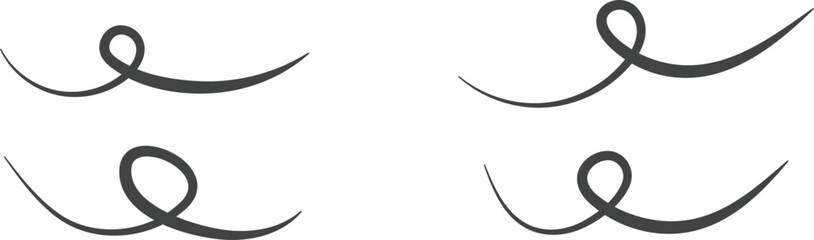 Swoosh and swoop underline. Highlighting a note. Hand drawn pen strokes.  Handwritten underlining accent element. markers underscore and accent lines