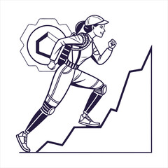 Climbing Towards Innovation – Man Holding Light Bulb with Gear Mechanism.