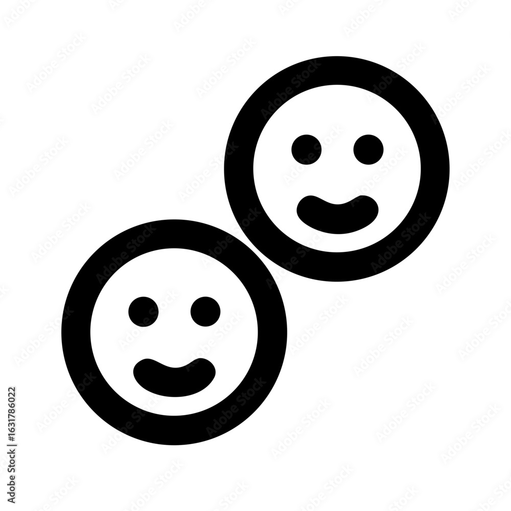 Poster two happy face emoji vector graphic for social media and messaging app design needs and user interfa