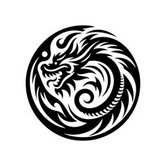 Obraz premium Tribal dragon curled into a circular