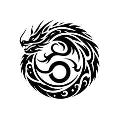Obraz premium Tribal dragon curled into a circular
