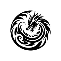 Obraz premium Tribal dragon curled into a circular