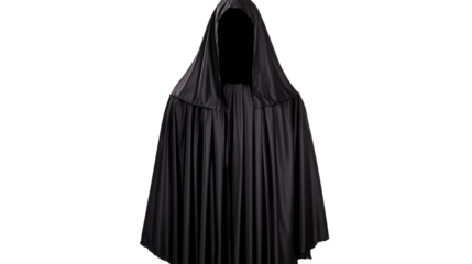Elegant black cloak with hood suitable for various occasions