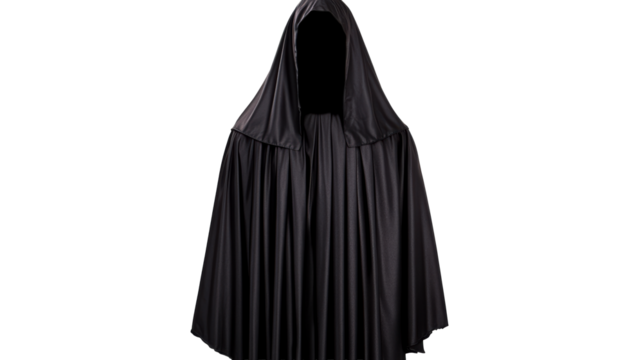Elegant black cloak with hood suitable for various occasions