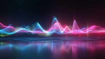 Abstract Glowing Waveforms with Water Reflection