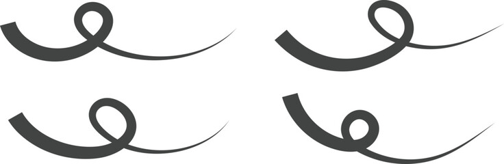 Swoosh and swoop underline. Highlighting a note. Hand drawn pen strokes.  Handwritten underlining accent element. markers underscore and accent lines