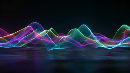 Colorful Waveform with Particle Effects on Transparent Background