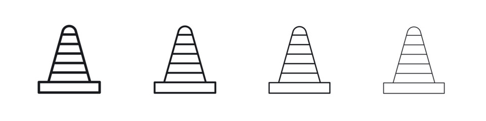 Road cone icon. minimal strokes lines for web designs
