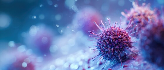 The microscopic world of a colorful virus under scientific examination