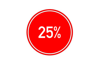 Red 25% off sale label – minimalist starburst vector badge for ecommerce & retail ads