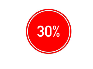 Red 30% off sale label – minimalist starburst vector badge for ecommerce & retail ads