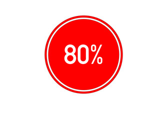 Red 80% off sale label – minimalist starburst vector badge for ecommerce & retail ads