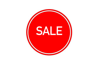 A red circular button with the words SALE in bold white letters on white background