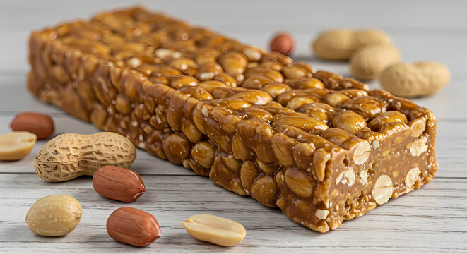 Pa&ccedil;oca and Raw Peanuts Pe de Moleque: A Traditional Brazilian Peanut Candy
