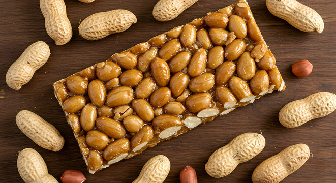 Pa&ccedil;oca and Raw Peanuts Pe de Moleque: A Traditional Brazilian Peanut Candy
