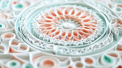 Intricate paper filigree design in soft pastel colors.