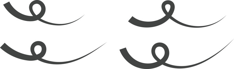 Swoosh and swoop underline. Highlighting a note. Hand drawn pen strokes.  Handwritten underlining accent element. markers underscore and accent lines