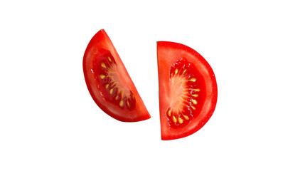 Freshly sliced red tomato on a transparent background