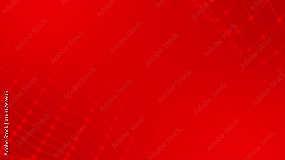 Poster red color wiggling dotted interconnected mesh pattern with blank space modern design geometrical bac