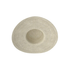 Wide-Brimmed Straw Sun Hat Isolated on Transparent Background