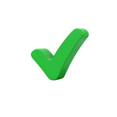 Green check mark isolated on transparent background, a symbol of success, approval, and correct choice, representing a positive confirmation and validation of a task or selection
