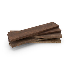Stack of Dark Wooden Planks Isolated on Transparent Background
