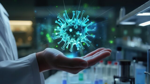 Scientist holding a virus
