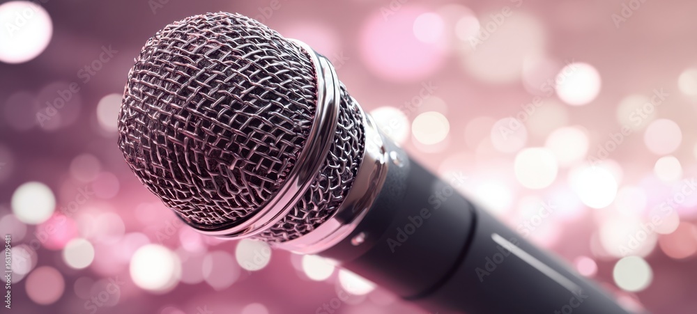 Aufkleber the microphone resting elegantly with a blurred bokeh background.