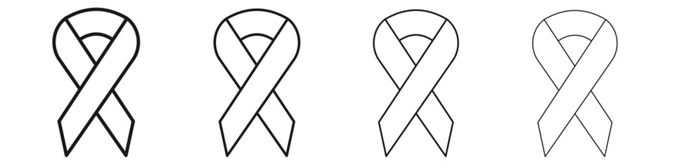 Cancer ribbon icon. minimal strokes lines for web designs