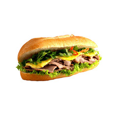 Delicious Roast Beef and Egg Sub Sandwich on a Crusty Roll