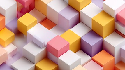 Obraz premium Abstract arrangement of colorful cubes creates a playful and dynamic background