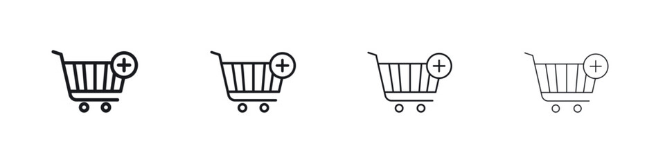 Add to cart icon. minimal strokes lines for web designs