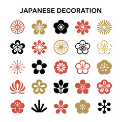 Collection of Japanese Decorative Flower Icons Representing Cultural Heritage and Artistic Designs Perfect for Asian Themed Projects and Creative Endeavors