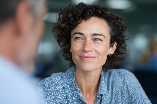 Sorceress of insight, a Caucasian woman shares a cryptic smile over coffee, evoking International Coffee Days secret exchanges