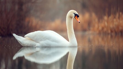 Graceful swan glides on tranquil waters, reflecting serene beauty, embodying peace during Diwali and World Wetlands Day