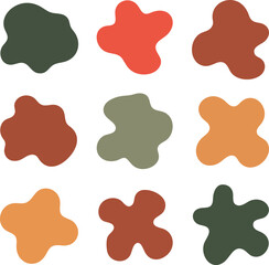 A set of 9 abstract organic blob shapes. Modern fluid forms in earthy tones.