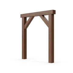 Wooden Support Frame Structure Isolated on Transparent Background