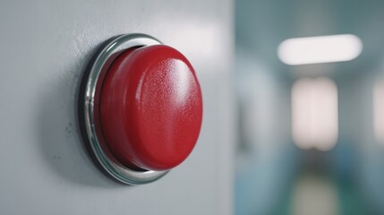 A vibrant red button stands sentinel in stark hallway, evoking tales of urgent decisions and auspicious Art House Cinema Day