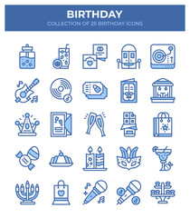 Birthday Icons. 25 Festive Vector Icons for Party Celebrations