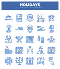 Collection of 25 Holidays. A Visual Guide to Festive Events