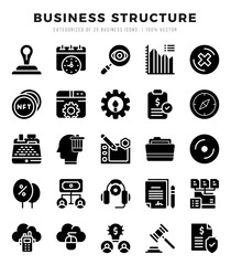 Vector Business Structure types icon set in Glyph style. vector illustration.