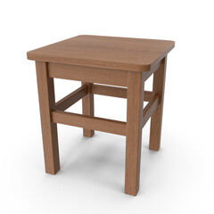 Wooden Stool Chair Isolated on Transparent Background
