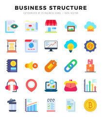 Business Structure web icons in Flat style.