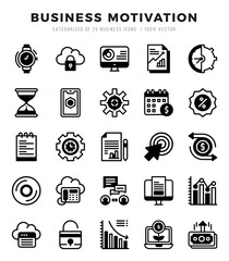 Set of Business Motivation Icons. Simple Lineal Filled art style icons pack.