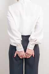 Business Woman having Anal symptoms pain for Hemorrhoids disease, Constipation, Anal cancer...