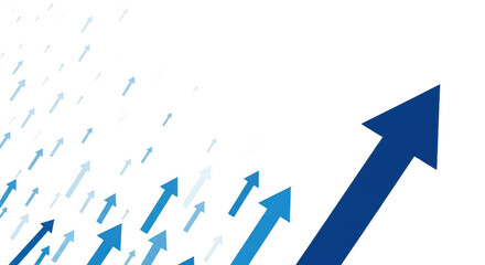 Blue arrows showing growth and progress isolated on transparent background