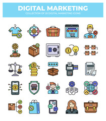 Collection of 25 Digital Marketing Icons: Boost Your Business with Engaging Visuals