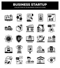 Business Startup Icon Set: 25 Essential Icons for Marketing and Finance