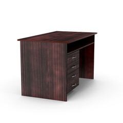 Dark Wooden Office Desk Isolated on Transparent Background