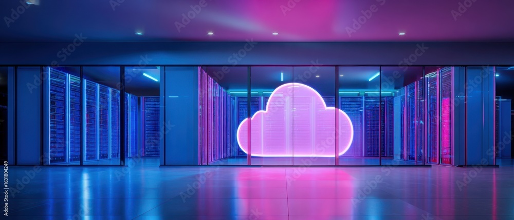 Poster the illuminated cloud symbolizing digital connectivity and modern data storage solutions